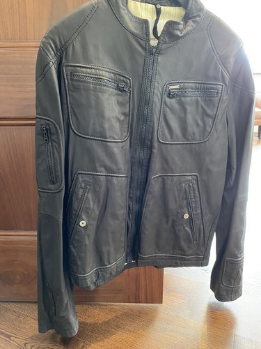 Black diesel leather biker - leather,