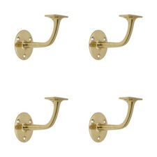Handrail Brackets x 4 Polished Brass Wall Mounted Heavy Duty Stair Banister Rail