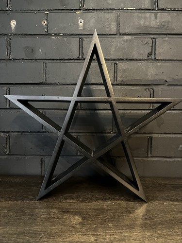 Wooden black pentagram shelf - black,