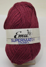 Emu Supermatch Chunky Knitting Yarn Wool - 16 x 50 g Burgundy Garet Maroon