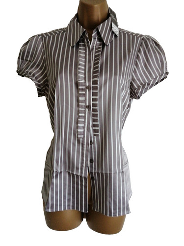Grey white stripe - , satin