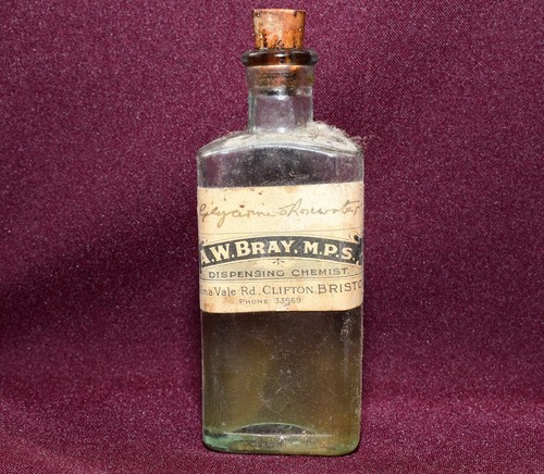 Vintage chemist glass bottle - vintage,