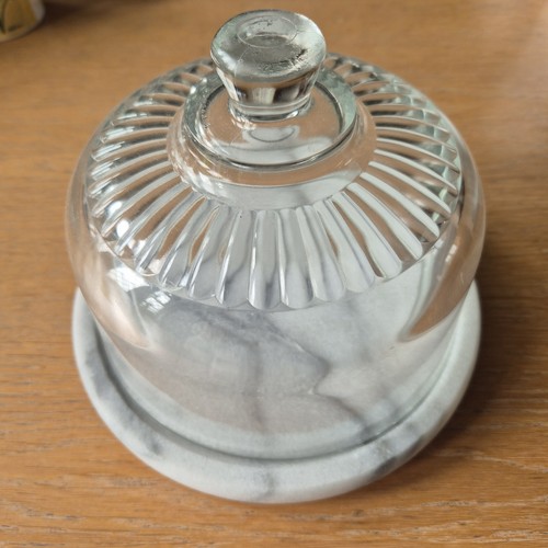 Marble based glass dome - glass, cheese