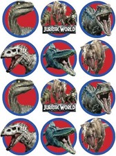 24 Jurassic World Park Dinosaur Cup Cake Toppers Edible Party Decorations