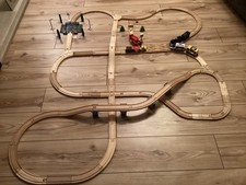 Railway Wooden Train Set with Tracks Bridges and Accs. Compatible with Brio
