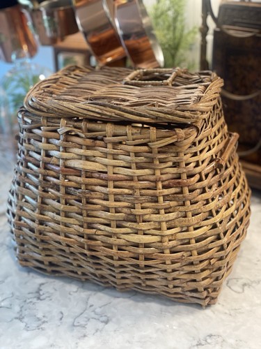 Vintage primitive woven wicker - woven,