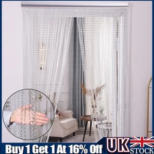 Aluminium Door Fly Screen Metal Chain Curtain Insect Pest Blinds 210cm x 90cm UK