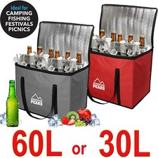 Extra Large 60L/30L Insulated Cooler Ice Bag Cool Picnic Camping Drinks Cooling