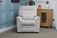 PARKER KNOLL HUDSON STATIC ARMCHAIR IN IDA STONE FABRIC. RRP £1149. USED.