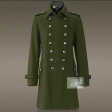 Military Green Wool Overcoat