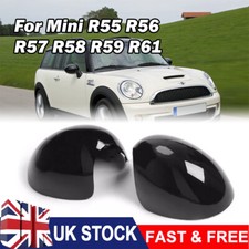 2x Gloss Black Wing Mirror Cover Caps Casings For Mini R55 R56 R57 R58 R59 R61
