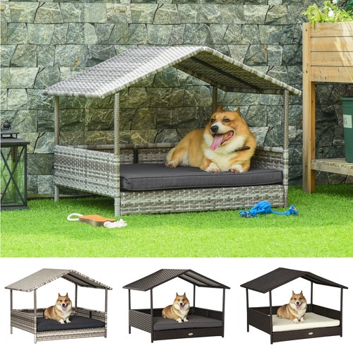 Pawhut wicker dog house - wicker,