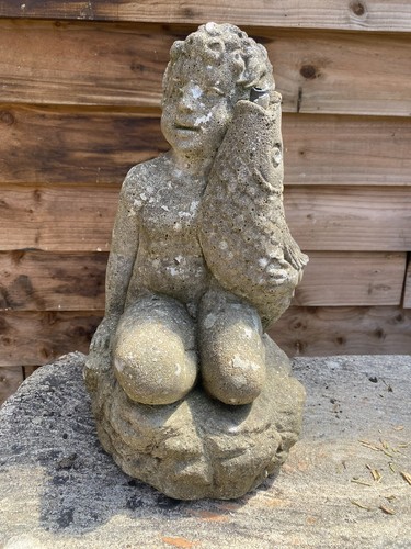 Vintage stone garden boy - garden, and