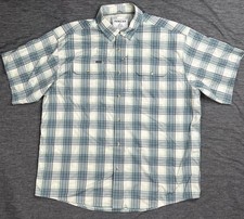 Poncho outdoors Shirt Mens XL Blue Gray Plaid Short Sleeve Fishing Travel