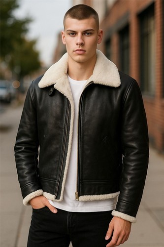 Men brown pilot shearling - brown,