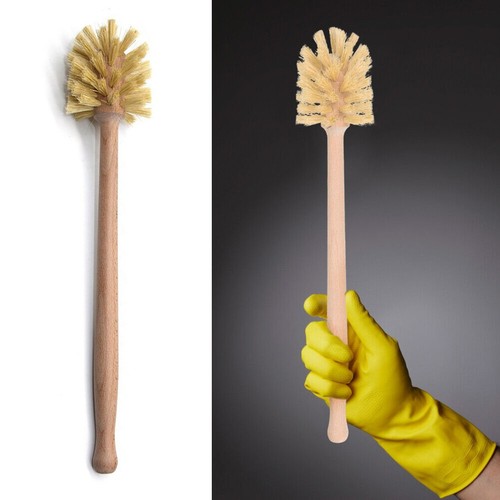 Compact wooden toilet brush - wooden,