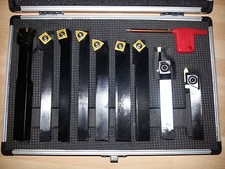 Lathe Tools - 9pc Indexable Carbide Titanium Coated Manual 10mm Tip Height 