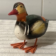 Vintage James Winchester Ceramic Mandarin Duck Ornament With Wobbly Spring Legs