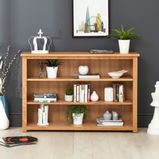 London Oak Low Wide Bookcase