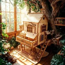 Wooden Forest Adventure Tree Garden Fairy Bird House 3D kit Puzzle DIY 