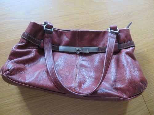 Brown leather handbag - brown,