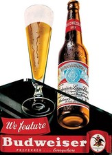 Budweiser Beer Vintage Metal Sign, Man Cave Retro Plaque, Home Bar Fridge Magnet