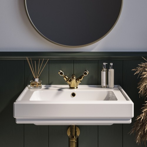 White wall hung basin - white, with
