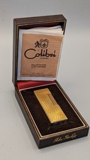 Vintage COLIBRI OF LONDON John Sterling Lighter- Gold Plated with case-MCM