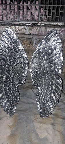 Silver angel wings wall - wings, art