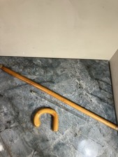 Vintage Wooden Cane Walking Stick With Hidden Glass Flask Bamboo Shaft