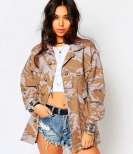 Women's British army desert camo oversized shirt jacket coat military camouflage