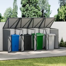 4 Wheelie Bin Storage Metal Store Cover Garden Rubbish Dustbin Wood Effect House