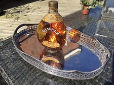 Early Vintage Silver Plate Pierced Filigree Drinks Tray Server Sheffield Copper