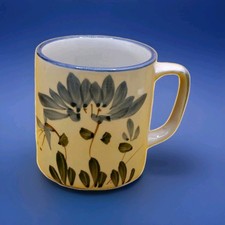 hand painted mug flower blue