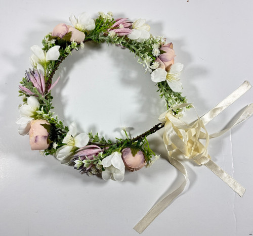 Pink blue flower crown - pink,