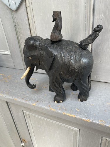 Large antique ebony elephant - large,