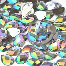  50 pieces -Flat back Faceted Teardrop Pear Rhinestone Sew On Bead Diamante Gems
