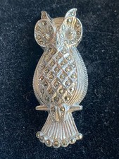 Vintage Silver Tone Owl Brooch