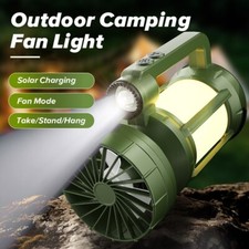 Camping Light and Fan with Solar Charging Feature 4 Mode Waterproof Tent Lantern