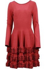 ALAÏA BURGUNDY WOOL BLEND MINI DRESS FR 40 UK 12