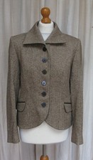 Paul Costelloe collection tweed wool silk blazer brown tailored jacket size 12
