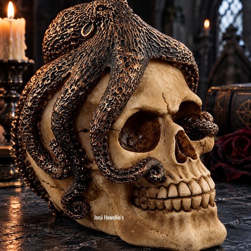 Gothic skull ornament bronze - skull,