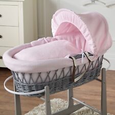 Baby Moses Basket Pink Waffle