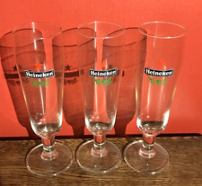 VINTAGE HEINEKEN PILSNER STEM BEER GLASSES APPROX 20cm - 8" TALL SET OF 3