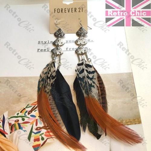 18cm long feather earrings - feather,