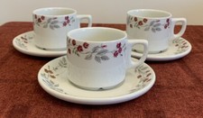 3 Ceramic Duos, Cups & Saucers, Red Roses