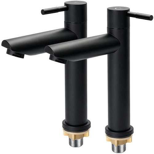 Black basin pillar taps - basin, pair