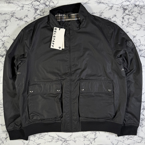 Belstaff mens black waxed base - black,
