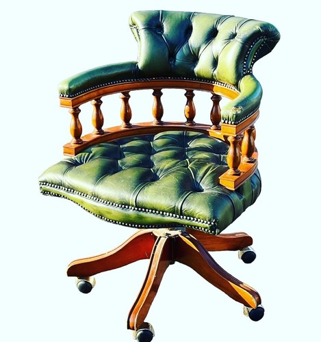 Captains chair green leather - chair,,