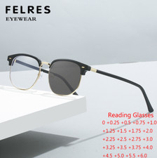 Men Metal Square Photochromic Presbyopic Glasses Full Frame Business Sunglasses